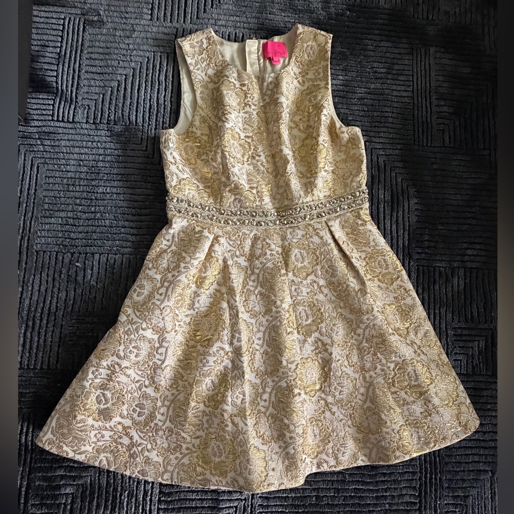 Lilly Pulitzer Gold and Cream Kids Dress